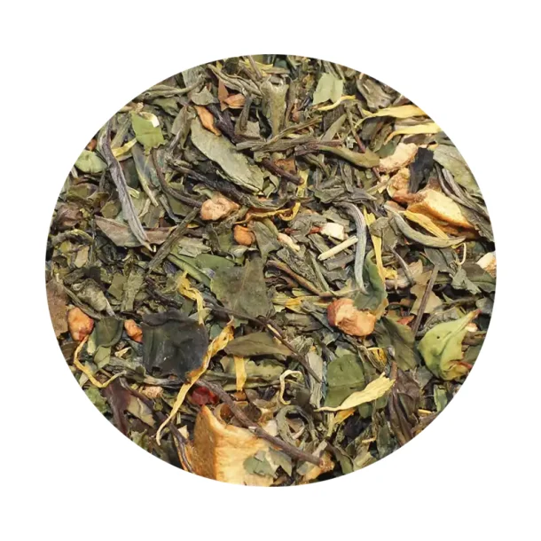  Grn/hvid te med ble og appelsin