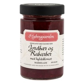 Hybengaarden Jordbr, Rabarber, Hyldeblomstmarmelade