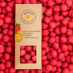 Macadamian�dder, flagesalt, hindb�r, hvid chokolade
