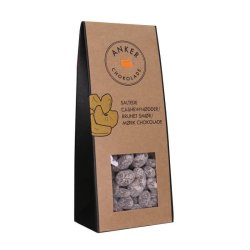 Saltede cashewn�dder, brunet sm�r, 66% m�rk chokolade