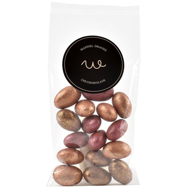  Mandel dragee - Lys chokolade i fladpose