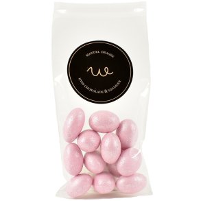  Mandel dragee hvid chokolade - Hindb�r i fladpose