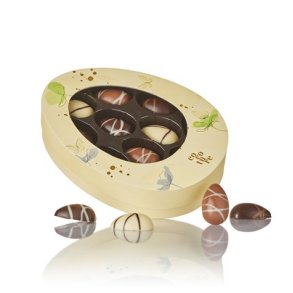 Fyldte chokolade�g i gul Cocoture �ske