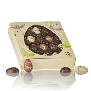 Fyldte chokolade�g i gul Cocoture �ske