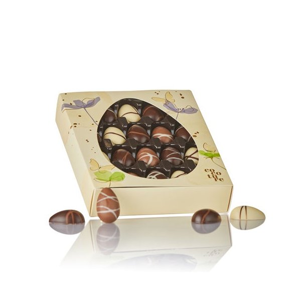 Fyldte chokolade�g i gul Cocoture �ske