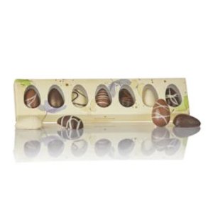 Marcipan�g og fyldte chokolade�g i gul Cocoture �ske