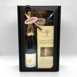 Gavekurv med champagne og delikatesser